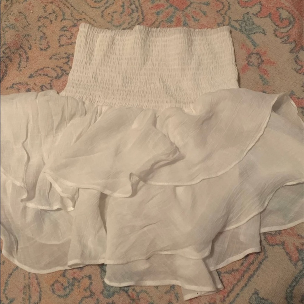 White Tiered Ruffled Mini Skirt Sz Small